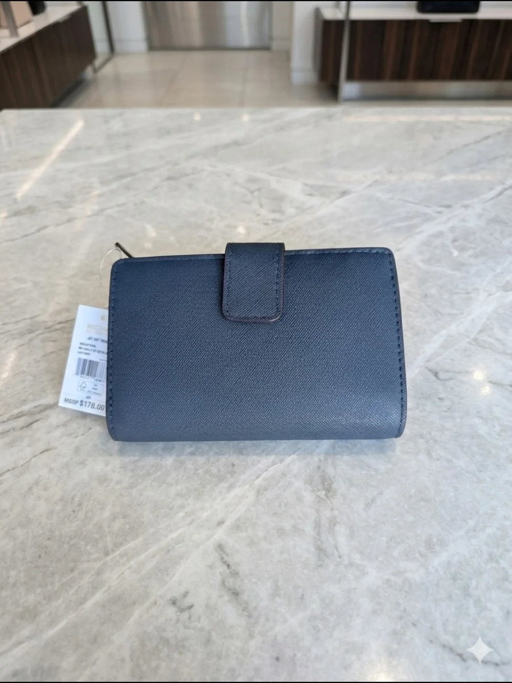Michael Kors Jet Set Travel Medium Saffiano Leather Bifold Wallet – Navy (NWT)